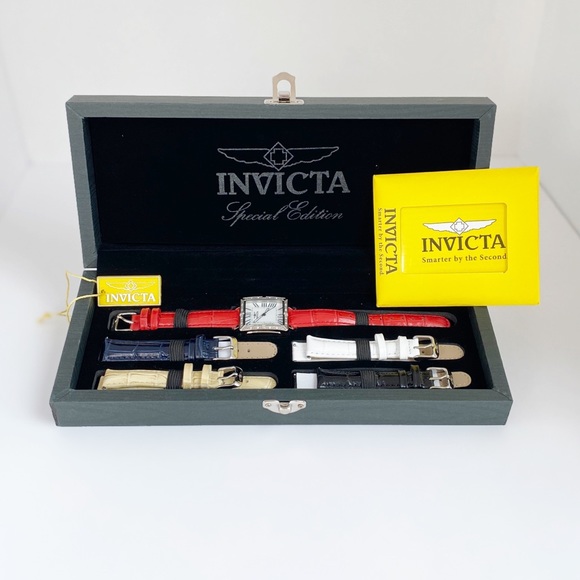 Invicta Square Diamond Stainless Steel Watch Set - Picture 2 of 7